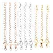 6 Pcs Long-Lasting Plated Brass Chain Extender, with Lobster Claw Clasps and Bead Tips, Golden, 12x7x3mm, Hole: 3.5mm, Extend Chain: 65mm, 2 Pcs/color(KK-FS0001-04)