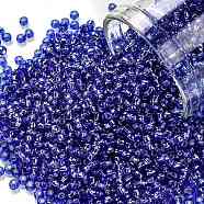 TOHO Round Seed Beads, Japanese Seed Beads, (35) Silver Lined Sapphire, 11/0, 2.2mm, Hole: 0.8mm, about 1103pcs/10g(X-SEED-TR11-0035)