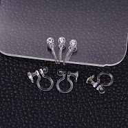 Plastic Clip-on Earring Findings, with Rhinestone, Clear, 11x9x3.5mm, Hole: 0.5mm(X-KY-P007-M01)
