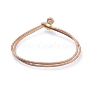 Unisex Korean Waxed Polyester Cord Bracelets, Multi-strand Bracelets, with Brass Beads, Sandy Brown, 7-1/8 inch(18cm)(BJEW-JB04597-03)