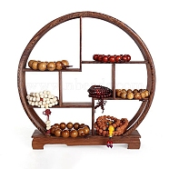 Chinese Style Wood Bracelet Display Stands, Bracelet Jewelry Organizer Holder, Home Decoration, Flat Round, 30x6x30cm(PW-WG23249-03)