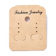 Kraft Paper Plastic Jewelry Display Cards, with Plastic Back, for Hanging Earring Display, Rectangle, Navajo White, 50x40x4.5mm, Hole: 1.4mm and 6mm, 100sheets/bag(DIY-K032-12)