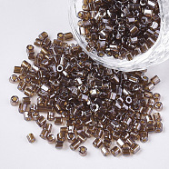8/0 Two Cut Glass Seed Beads, Hexagon, Transparent Colours Luster, Coconut Brown, 2.5~3x2.5mm, Hole: 0.9mm, about 15000pcs/bag(SEED-S033-15A-01)