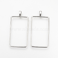 Tibetan Style Alloy Big Pendants, Rectangle Frame, Cadmium Free & Lead Free, Antique Silver, 69x33x2mm, Hole: 4mm(X-TIBEP-Q078-34AS-RS)