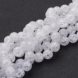 Synthetic Crackle Quartz Beads Strands, 128 Facets, Round, White, 10mm, Hole: 1mm, about 40pcs/strand, 16 inch(G-SF10MM-43)