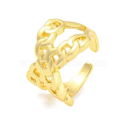 Rack Plating Brass Criss Cross Open Cuff Rings, Long-Lasting Plated, Lead Free & Cadmium Free, Real 18K Gold Plated, Inner Diameter: 17mm(RJEW-Q784-13G)
