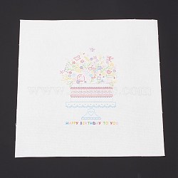 DIY Embroidery Fabric with Eliminable Pattern, Embroidery Cloth, Square, Cake Pattern, 28x27.6x0.05cm(DIY-P032-A01)