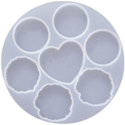 DIY Heart/Round Cabochons for Phone Grip Silicone Molds, Resin Casting Molds, White, 155x7mm, Inner Diameter: 43~50.5mm(MOBA-PW0003-01)