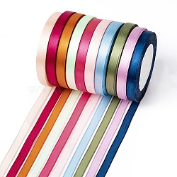 Satin Ribbon, Mixed Color, 3/8 inch(10mm), 25yards/roll(22.86m/roll), 10rolls/group, 250yards/group(SRIB-RC10mmY)