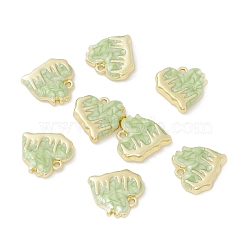 Alloy Enamel Pendants, Light Gold, Melting Heart Charm, Dark Sea Green, 18x18x3.8mm, Hole: 1.6mm(FIND-E026-05LG-03)