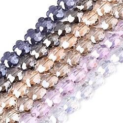 Electroplate Glass Beads Strands, Faceted, Flower, Mixed Color, 9.5x10x5.5mm, Hole: 1mm, about 70pcs/strand, 25.59 inch(65cm)(EGLA-S176-09B)