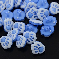 Acrylic Shank Buttons, 1-Hole, Dyed, Palm, Cornflower Blue, 13x12x4mm, Hole: 3mm(BUTT-E015-A-04)