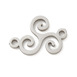 201 Stainless Steel Laser Cut Connector Charms, Stainless Steel Color, Viking Triskelion Knot, 10x15x1mm, Hole: 1.4mm(STAS-R133-02P-01)