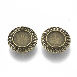 Tibetan Style Alloy Slide Charms Cabochon Settings, Cadmium Free & Nickel Free & Lead Free, Flat Round, Antique Bronze, Tray: 12mm, 20.5x7mm, Hole: 3x10mm, about 310pcs/1000g(TIBE-Q086-036AB-FF)