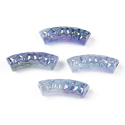 Acrylic Tube Beads, Curved Tube, AB Color Plated, Faceted, Light Steel Blue, 32x12x9.5mm, Hole: 2mm(OACR-N137-03B)