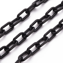 Handmade Opaque Acrylic Paperclip Chains, Drawn Elongated Cable Chains, Black, 13x7.5x2mm, 19.88 inch(50.5cm)/strand(KY-S166-002L)