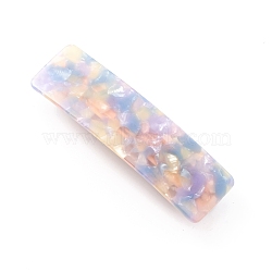 Cellulose Acetate(Resin) Hair Barrette, with Platinum Iron Findings, Rectangle, Colorful, 84.5x24x14mm(X-PHAR-F012-02F)