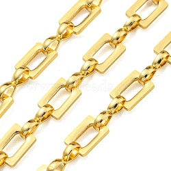 Brass Link Chains, Unwelded, with Spool, Cadmium Free & Lead Free, Rectangle, Real 18K Gold Plated, 6.5x4.5x1mm(AJEW-Z028-03G)
