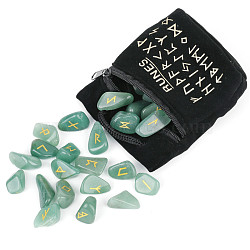 Natural Green Aventurine Rune Stones, Tumbled Stone, Healing Stones for Chakras Balancing, Crystal Therapy, Meditation, Reiki, Divination Stone, Nuggets, 10~30mm, 24pcs/bag(WG37990-08)