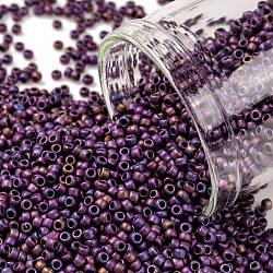 TOHO Round Seed Beads, Japanese Seed Beads, Matte, (515F) High Metallic Frost Mardi Gras, 15/0, 1.5mm, Hole: 0.7mm, about 3000pcs/bottle, 10g/bottle(SEED-JPTR15-0515F)