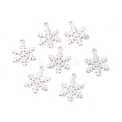 925 Sterling Silver Pendants, Snowflake Charms, Silver, 11.5x8x0.5mm, Hole: 0.9mm(STER-D035-03S)