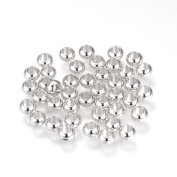 Brass Spacer Beads, Rondelle, Nickel Free, Real Platinum Plated, 5x3mm, Hole: 2.5mm