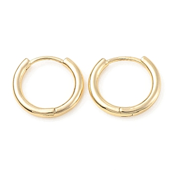 Brass Huggie Hoop Earrings, Light Gold, 12 Gauge, 14.5x15.5x2mm, Pin: 0.9mm