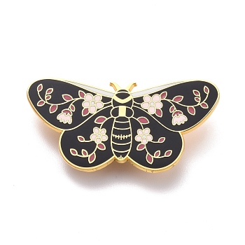 Butterfly with Flower Enamel Pin, Exquisite Alloy Enamel Brooch for Backpack Clothes, Golden, Medium Purple, 22x45x8.5mm, Pin: 0.7mm