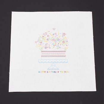 DIY Embroidery Fabric with Eliminable Pattern, Embroidery Cloth, Square, Cake Pattern, 28x27.6x0.05cm