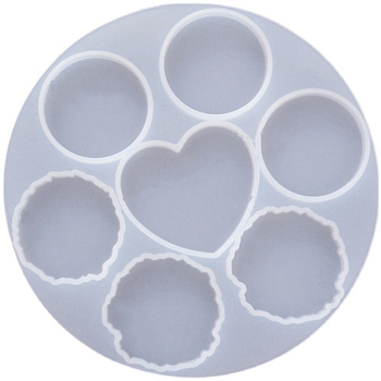 DIY Heart/Round Cabochons for Phone Grip Silicone Molds, Resin Casting Molds, White, 155x7mm, Inner Diameter: 43~50.5mm