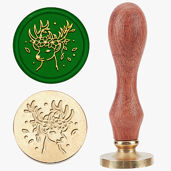 Wax Seal Stamp Set, Sealing Wax Stamp Solid Brass Head,  Wood Handle Retro Brass Stamp Kit Removable, for Envelopes Invitations, Gift Card, Deer, 83x22mm, Stamps: 25x14.5mm