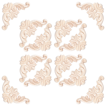 Wood Carved Center Flower Long Applique, Cornsilk, 57x82x5mm