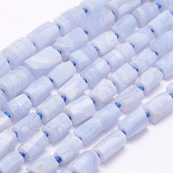 Natural Blue Lace Agate Beads Strands, Grade A, Column, 8~12x7~9x4~8mm, Hole: 1.5mm, about 35pcs/strand, 16.5 inch(42cm)