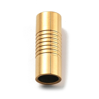 304 Stainless Steel Magnetic Clasps, Column, Ion Plating(IP), Real 18K Gold Plated, 21x8mm, Hole: 6mm