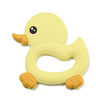 Silicone Focal Beads, Silicone Teething Beads, Baby Toy, Duck, Champagne Yellow, 93x83x9mm