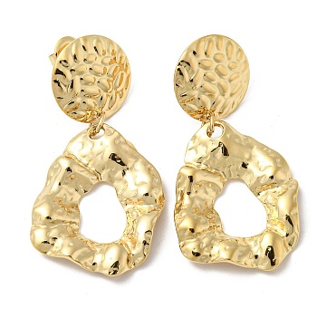 Ion Plating(IP) 304 Stainless Steel Dangle Stud Earrings, Twist Donut, Real 18K Gold Plated, 47x24.5mm