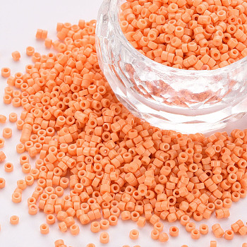 Glass Cylinder Beads, Seed Beads, Baking Paint, Round Hole, Light Salmon, 1.5~2x1~2mm, Hole: 0.8mm, about 45000pcs/bag, about 1pound/bag