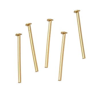 Brass Flat Head Pins, Lead Free & Cadmium Free, Real 24K Gold Plated, 10x0.8mm, Head: 1mm