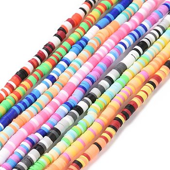 Polymer Clay Beads, Heishi Beads, Applicable to Earring Bracelet Necklace Jewelry Making, Disc/Flat Round, Mixed Color, 3x1mm, Hole: 0.8mm, about 455 pcs/strand, 17.91~18.9inch(45.5~48.5cm)