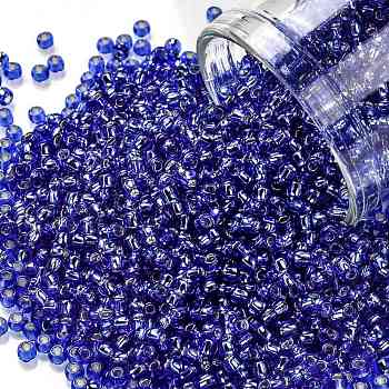 TOHO Round Seed Beads, Japanese Seed Beads, (35) Silver Lined Sapphire, 11/0, 2.2mm, Hole: 0.8mm, about 1103pcs/10g