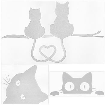 6Sheets 3 Style Waterproof Plastic Car Stickers, Reflective Car Decal, Butterfly, for Cars, Motorbikes, Skateboard Decor, Cat, White, 121~181x65~150x0.2mm, 2sheets/style
