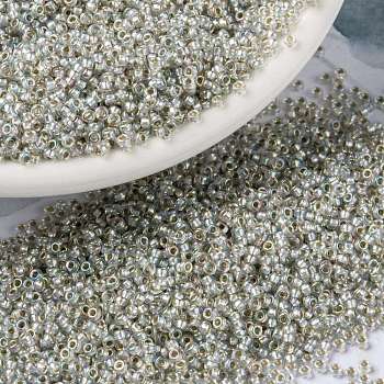 MIYUKI Round Rocailles Beads, Japanese Seed Beads, (RR3193) Silverlined Pale Moss Green AB, 15/0, 1.5mm, Hole: 0.7mm, about 5555pcs/bottle, 10g/bottle