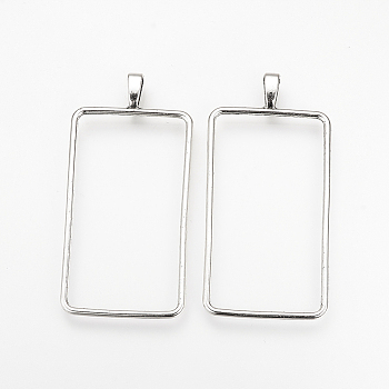 Tibetan Style Alloy Big Pendants, Rectangle Frame, Cadmium Free & Lead Free, Antique Silver, 69x33x2mm, Hole: 4mm