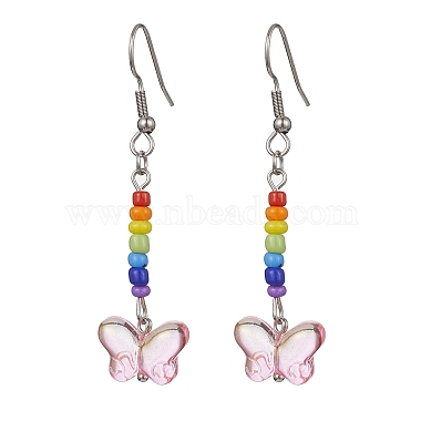 Glass Butterfly Dangle Earrings(EJEW-JE05589)-3
