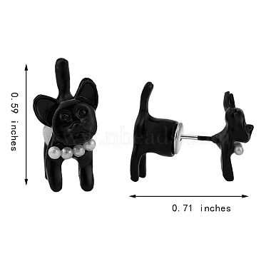 Alloy Cartoon Dog Front Back Stud Earrings(JE913A)-2