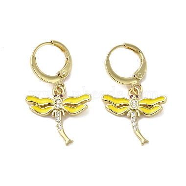 Yellow Dragonfly Cubic Zirconia Earrings