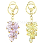 2Pcs Acrylic Keychains, Grape, with Iron Rings and Alloy Swivel Clasps, AB Color Plated, Mixed Color, 103mm(KEYC-YW00271)