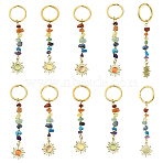 8Pcs 4 Styles Alloy Cat Eye Sun Pendant with Gemstone Chip Keychains, with Iron Split Key Rings, Golden, 102mm, 2pcs/style(KEYC-YW00252)