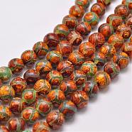 Tibetan Style Turtle Back Pattern dZi Beads Strands, Natural & Dyed Agate Beads, Matte Style, Round, Chocolate, 10mm, Hole: 1.5mm, about 39pcs/strand, 16 inch(G-P229-A-01-10mm)