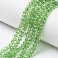 Glass Beads Strands, Faceted, Rondelle, Lime, 6x5mm, Hole: 1mm, about 85~88pcs/strand, 16.1~16.5 inch(41~42cm)(X-EGLA-A034-T6mm-D11)